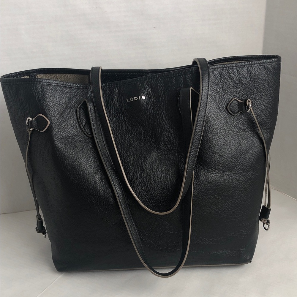 Lodis Large Black Pebbled LeatherTote Bag Travel
